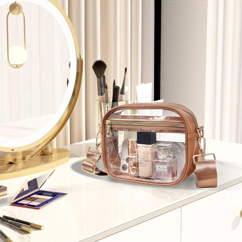 Fibrdoo Clear Bag Stadium Approved, Leather Clear Crossbody Purse Bag for Concerts Sports Events Festivals - Image 5